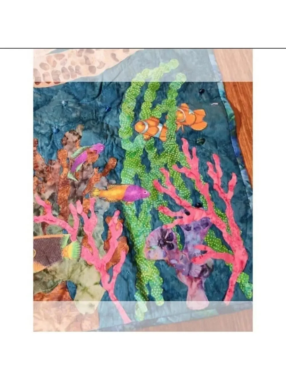 Coastal Turtle Mixed Textile Wall Hanging Handcrafted Ocean Decor